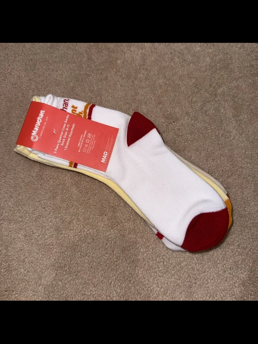 Men’s White & Red Ramen Crew Socks